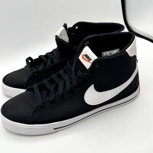 Nike Court Legacy Mid Canvas Womens 10 Black White DD0161-001 VGUC